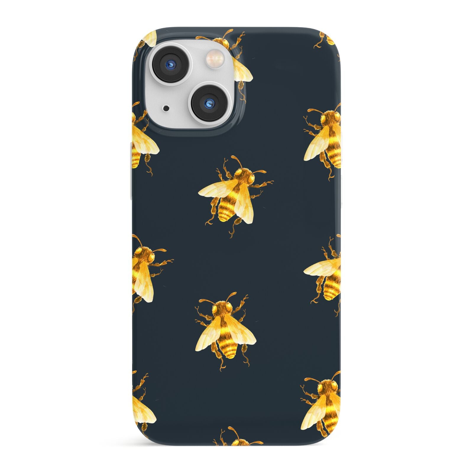 Golden Bees with Navy Background iPhone 13 Mini Full Wrap 3D Snap Case