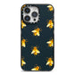 Golden Bees with Navy Background iPhone 14 Pro Max Black Impact Case on Silver phone