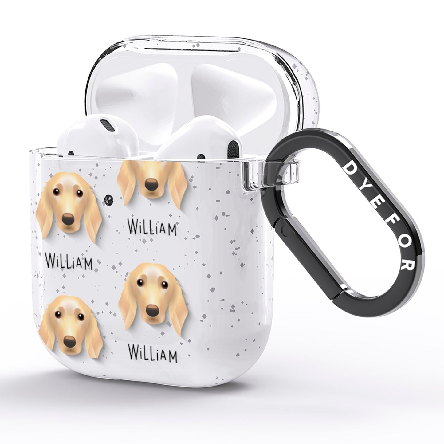 Golden Dox Icon with Name AirPods Glitter Case Side Image