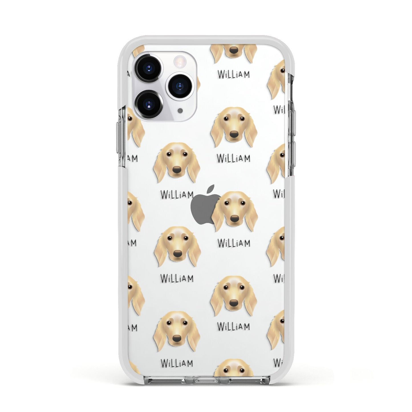 Golden Dox Icon with Name Apple iPhone 11 Pro in Silver with White Impact Case