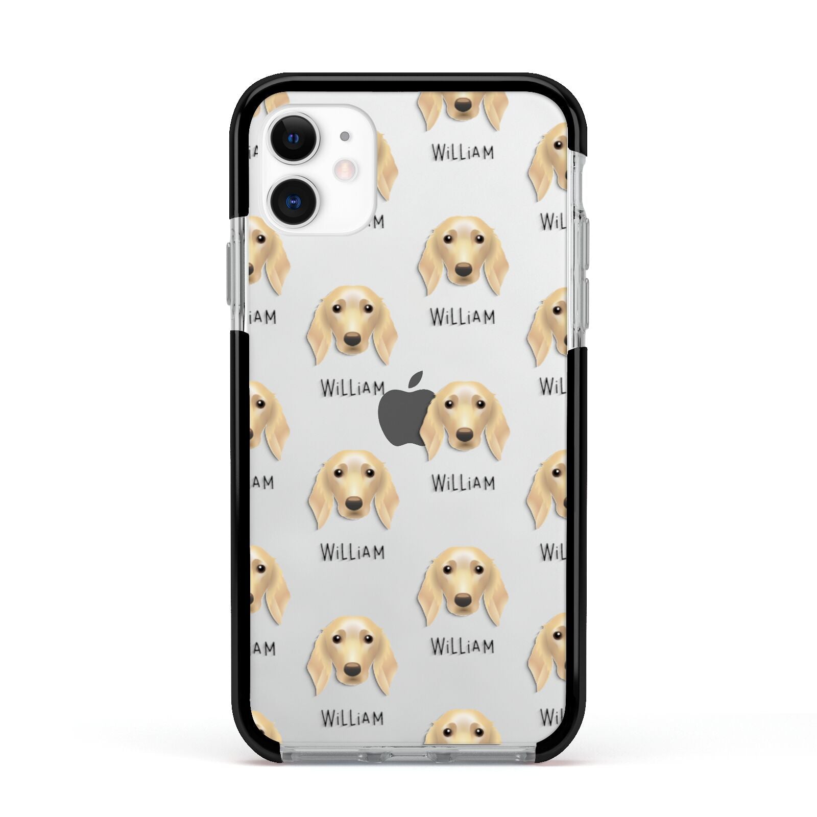 Golden Dox Icon with Name Apple iPhone 11 in White with Black Impact Case