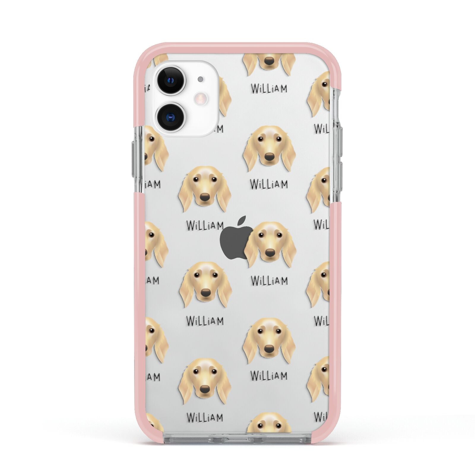 Golden Dox Icon with Name Apple iPhone 11 in White with Pink Impact Case