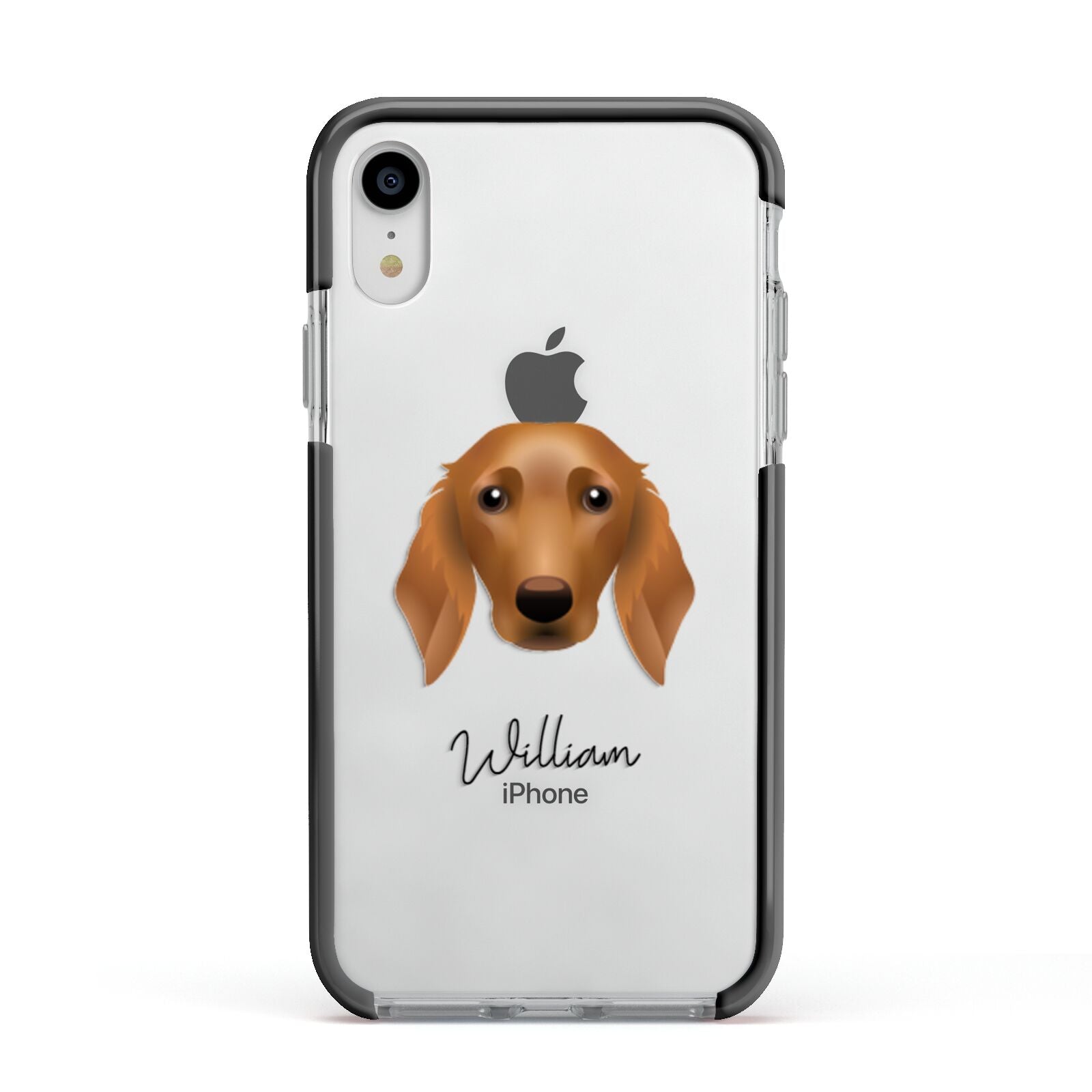 Golden Dox Personalised Apple iPhone XR Impact Case Black Edge on Silver Phone