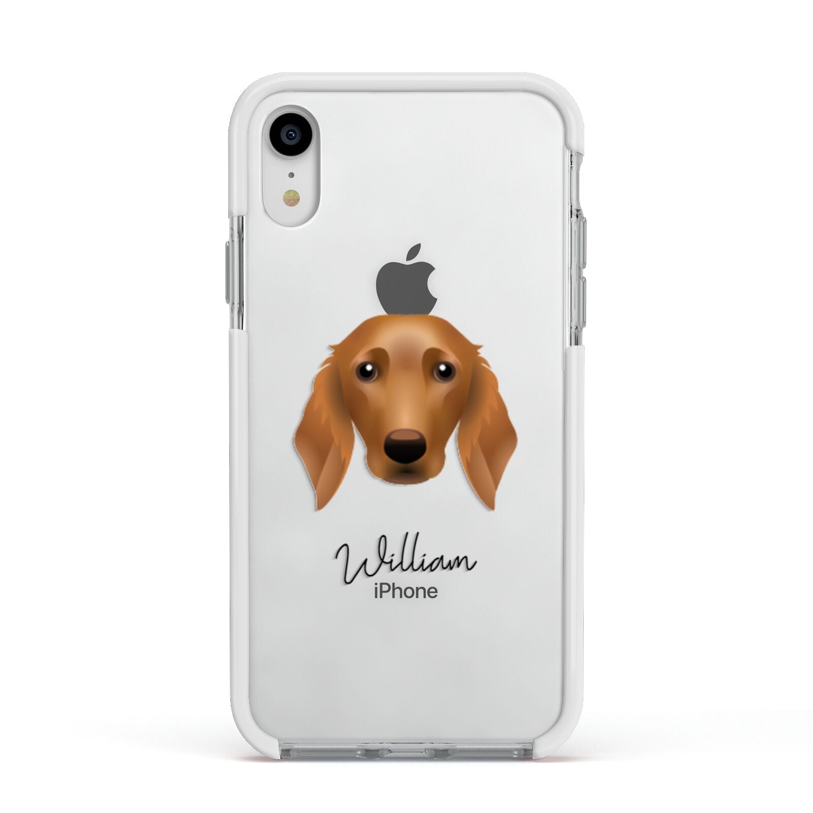 Golden Dox Personalised Apple iPhone XR Impact Case White Edge on Silver Phone