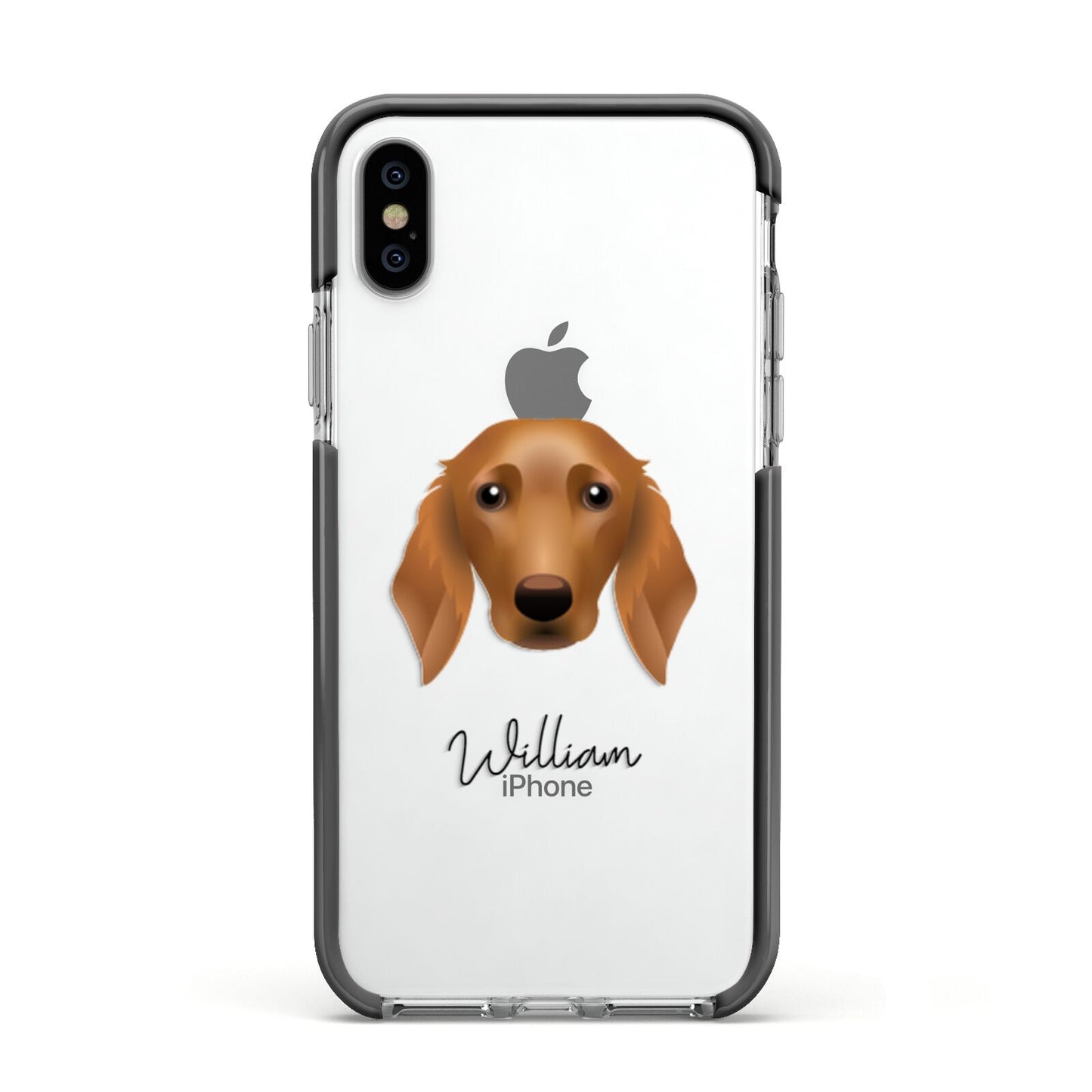 Golden Dox Personalised Apple iPhone Xs Impact Case Black Edge on Silver Phone