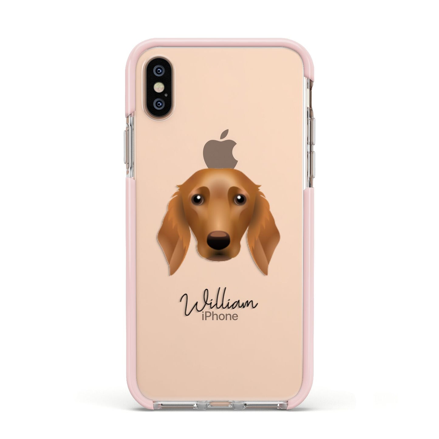 Golden Dox Personalised Apple iPhone Xs Impact Case Pink Edge on Gold Phone