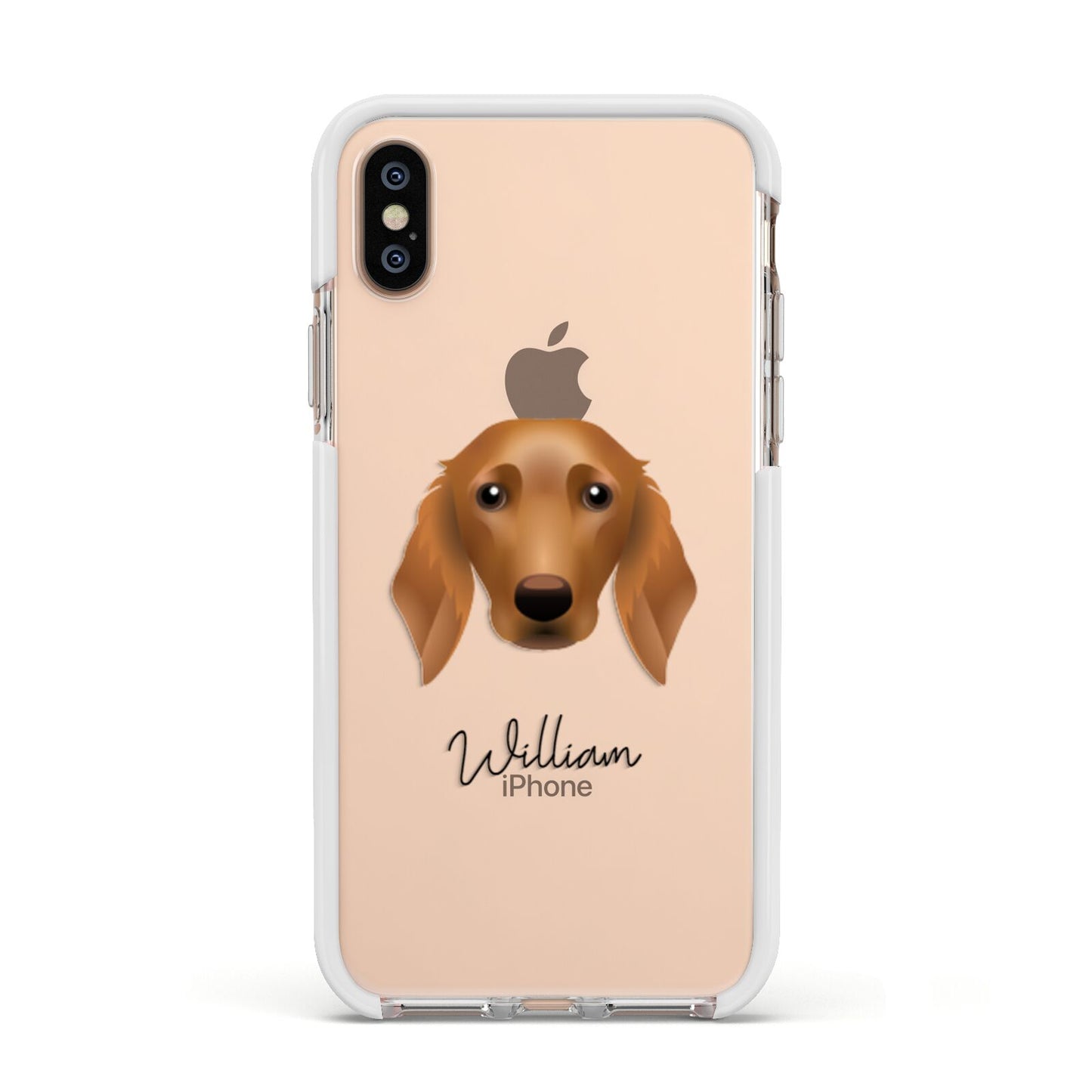 Golden Dox Personalised Apple iPhone Xs Impact Case White Edge on Gold Phone