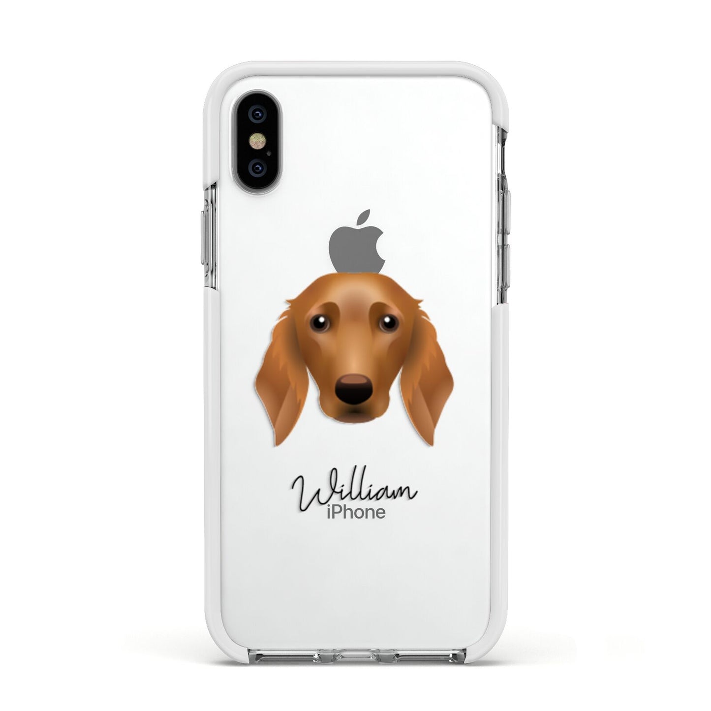 Golden Dox Personalised Apple iPhone Xs Impact Case White Edge on Silver Phone