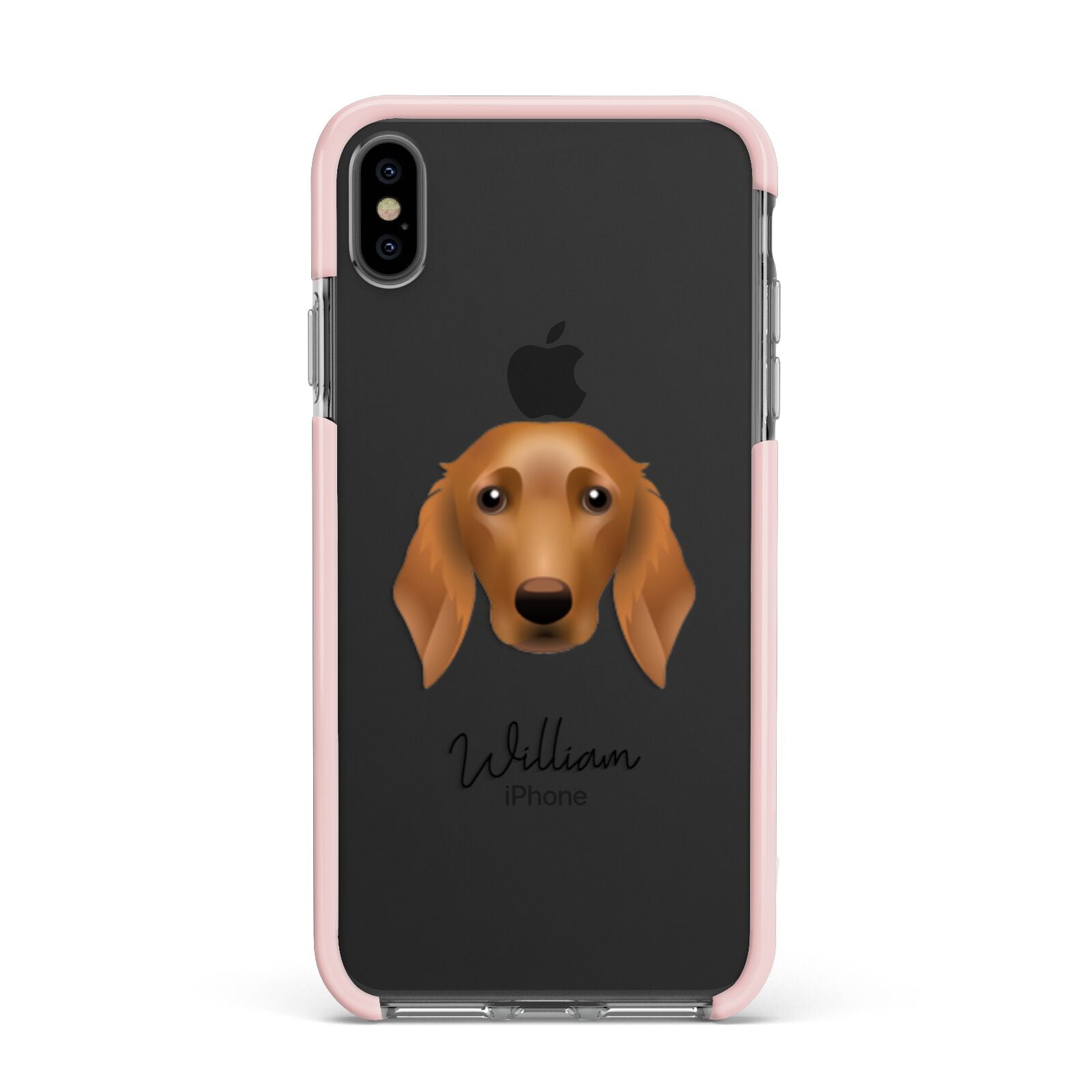 Golden Dox Personalised Apple iPhone Xs Max Impact Case Pink Edge on Black Phone