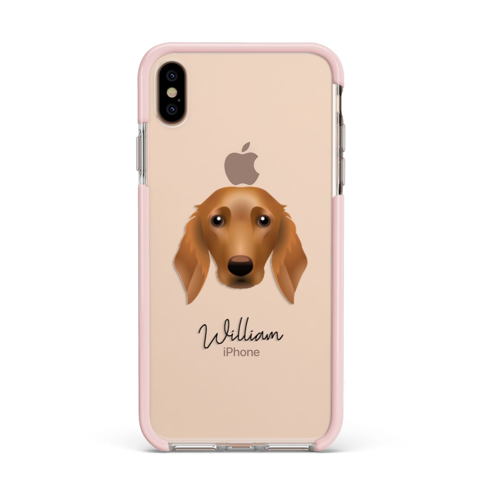Golden Dox Personalised Apple iPhone Xs Max Impact Case Pink Edge on Gold Phone