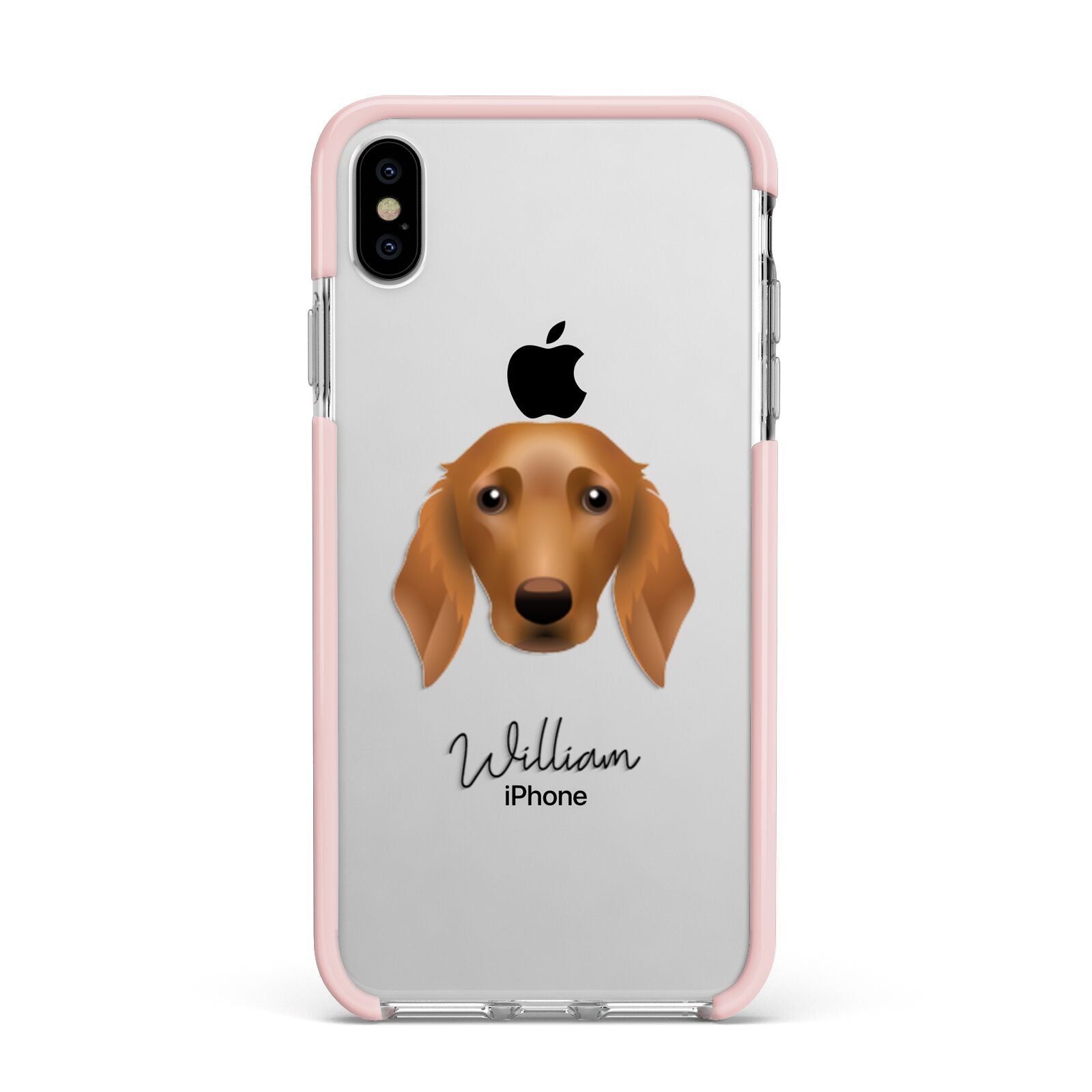 Golden Dox Personalised Apple iPhone Xs Max Impact Case Pink Edge on Silver Phone