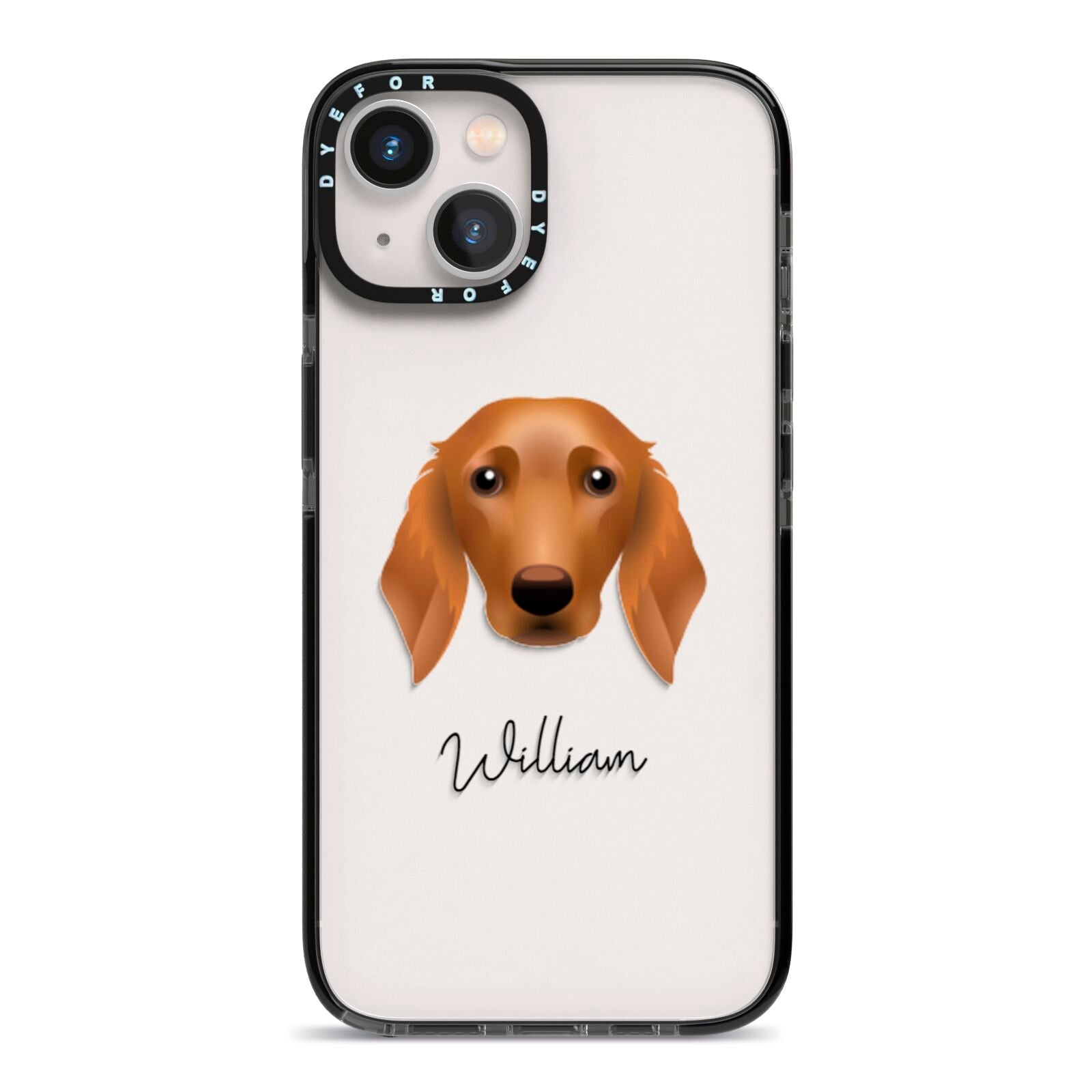 Golden Dox Personalised iPhone 13 Black Impact Case on Silver phone