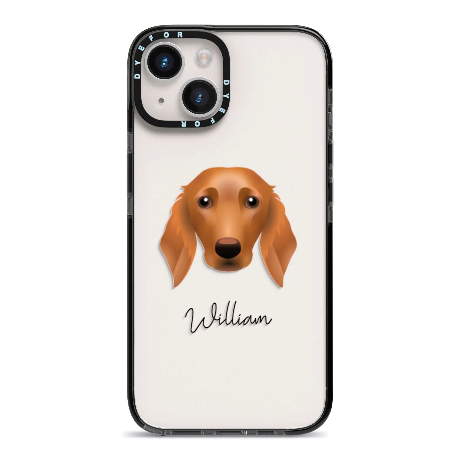 Golden Dox Personalised iPhone 14 Black Impact Case on Silver phone