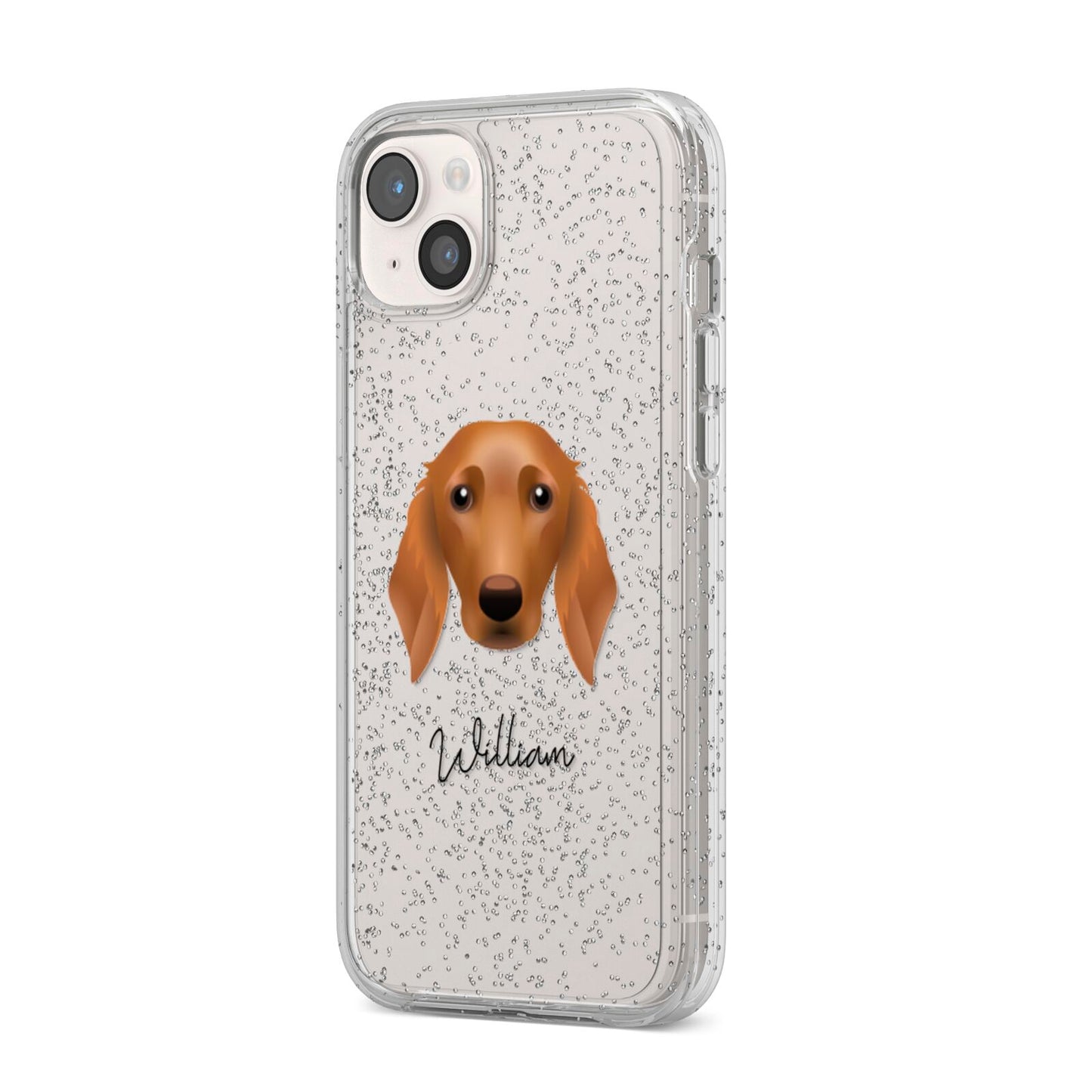 Golden Dox Personalised iPhone 14 Plus Glitter Tough Case Starlight Angled Image