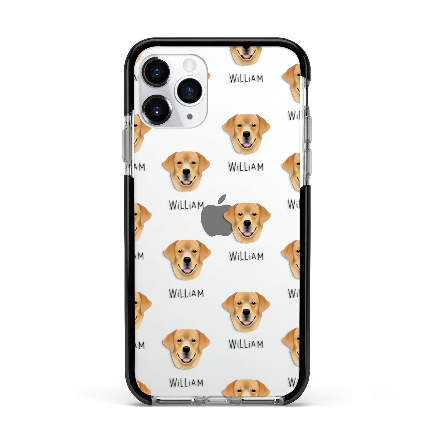 Golden Labrador Icon with Name Apple iPhone 11 Pro in Silver with Black Impact Case
