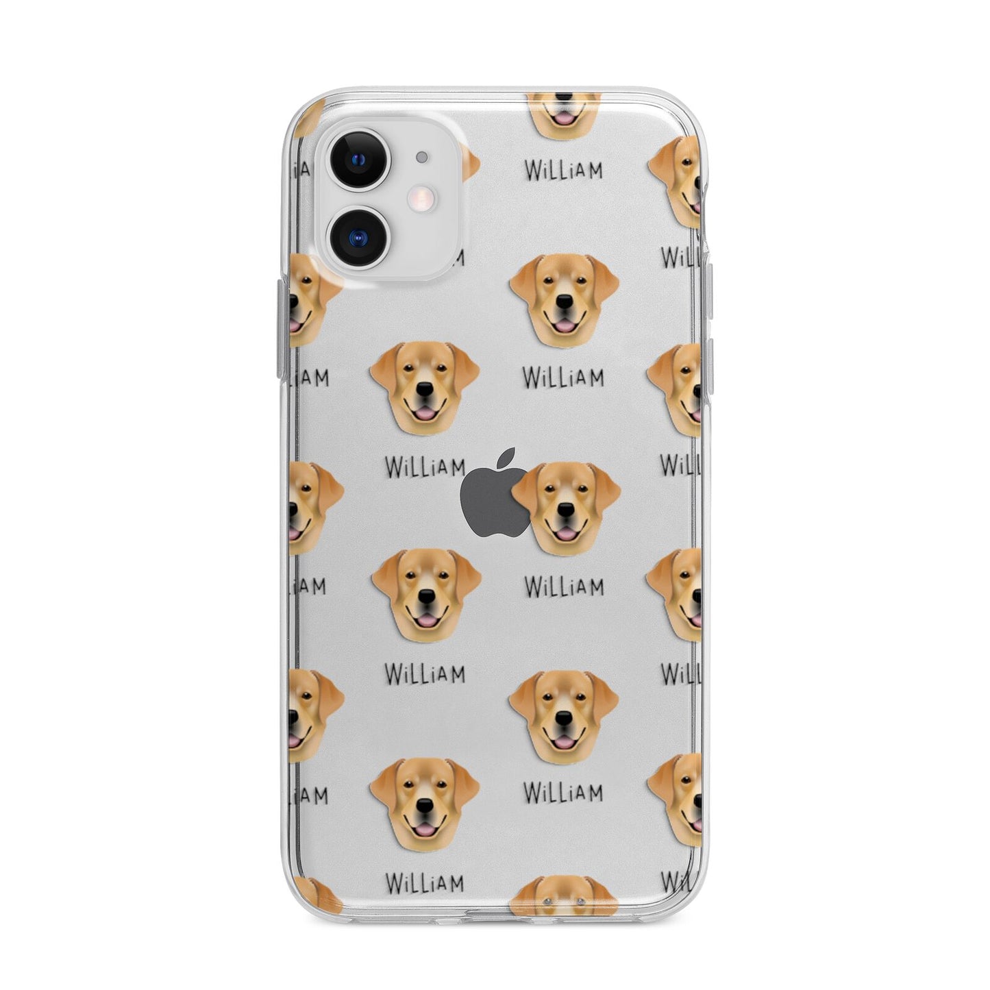 Golden Labrador Icon with Name Apple iPhone 11 in White with Bumper Case