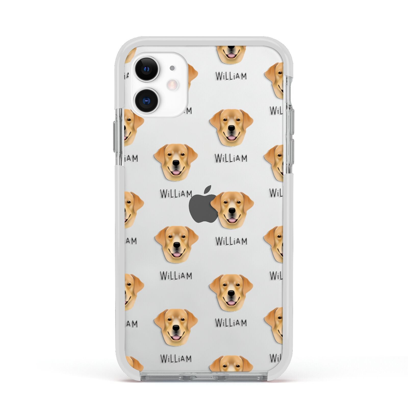 Golden Labrador Icon with Name Apple iPhone 11 in White with White Impact Case