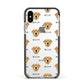 Golden Labrador Icon with Name Apple iPhone Xs Impact Case Black Edge on Silver Phone