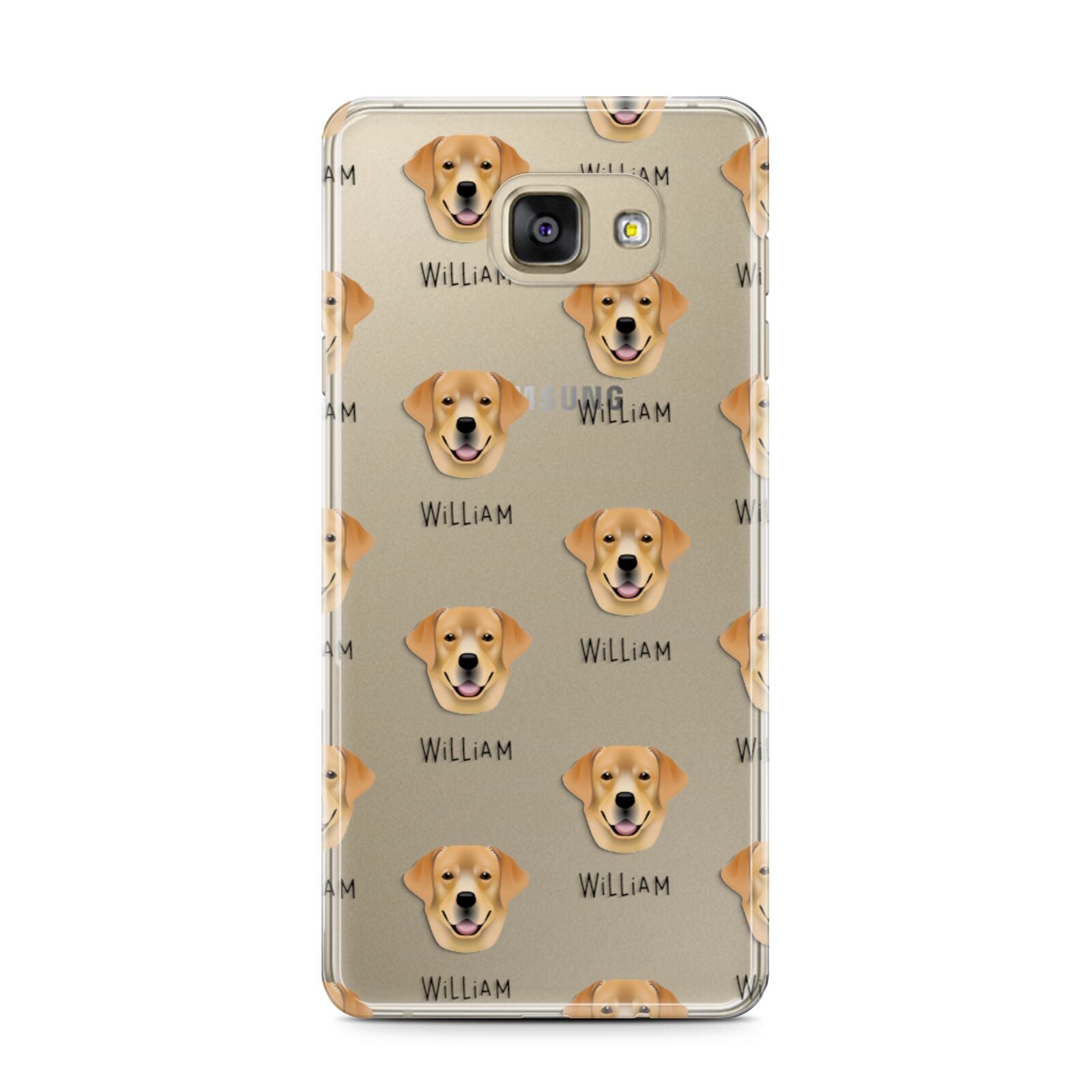 Golden Labrador Icon with Name Samsung Galaxy A7 2016 Case on gold phone