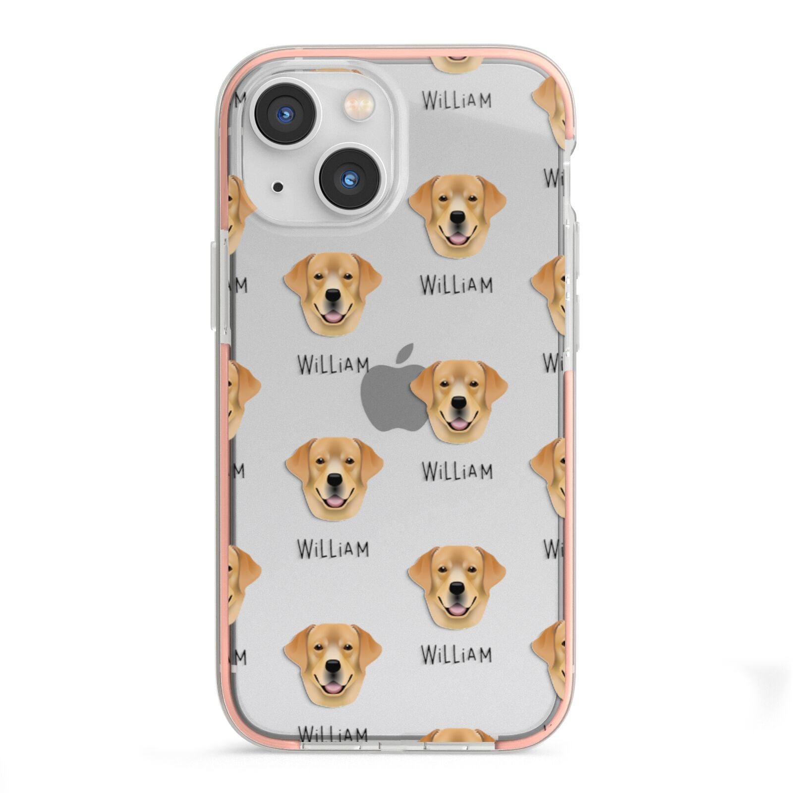 Golden Labrador Icon with Name iPhone 13 Mini TPU Impact Case with Pink Edges