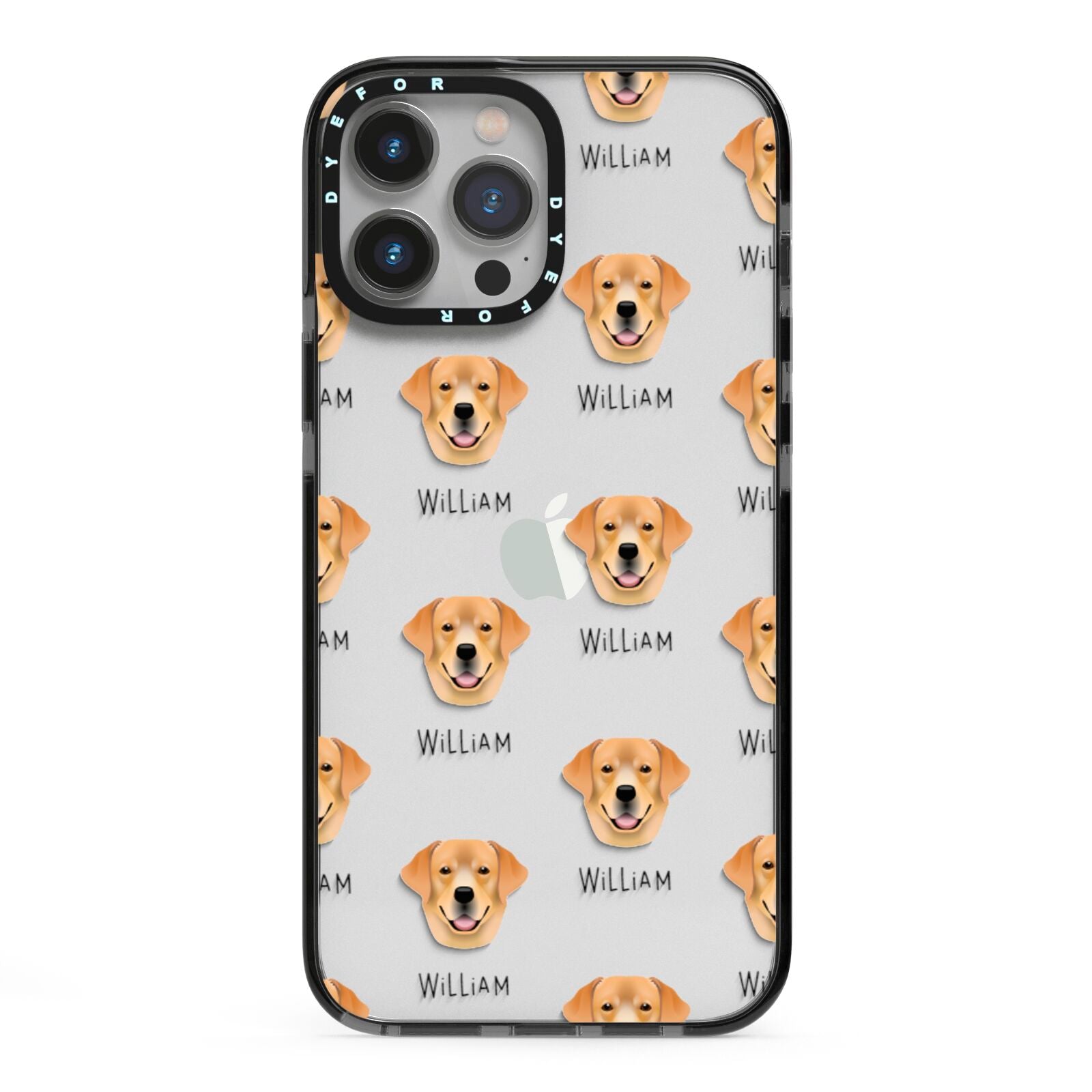 Golden Labrador Icon with Name iPhone 13 Pro Max Black Impact Case on Silver phone
