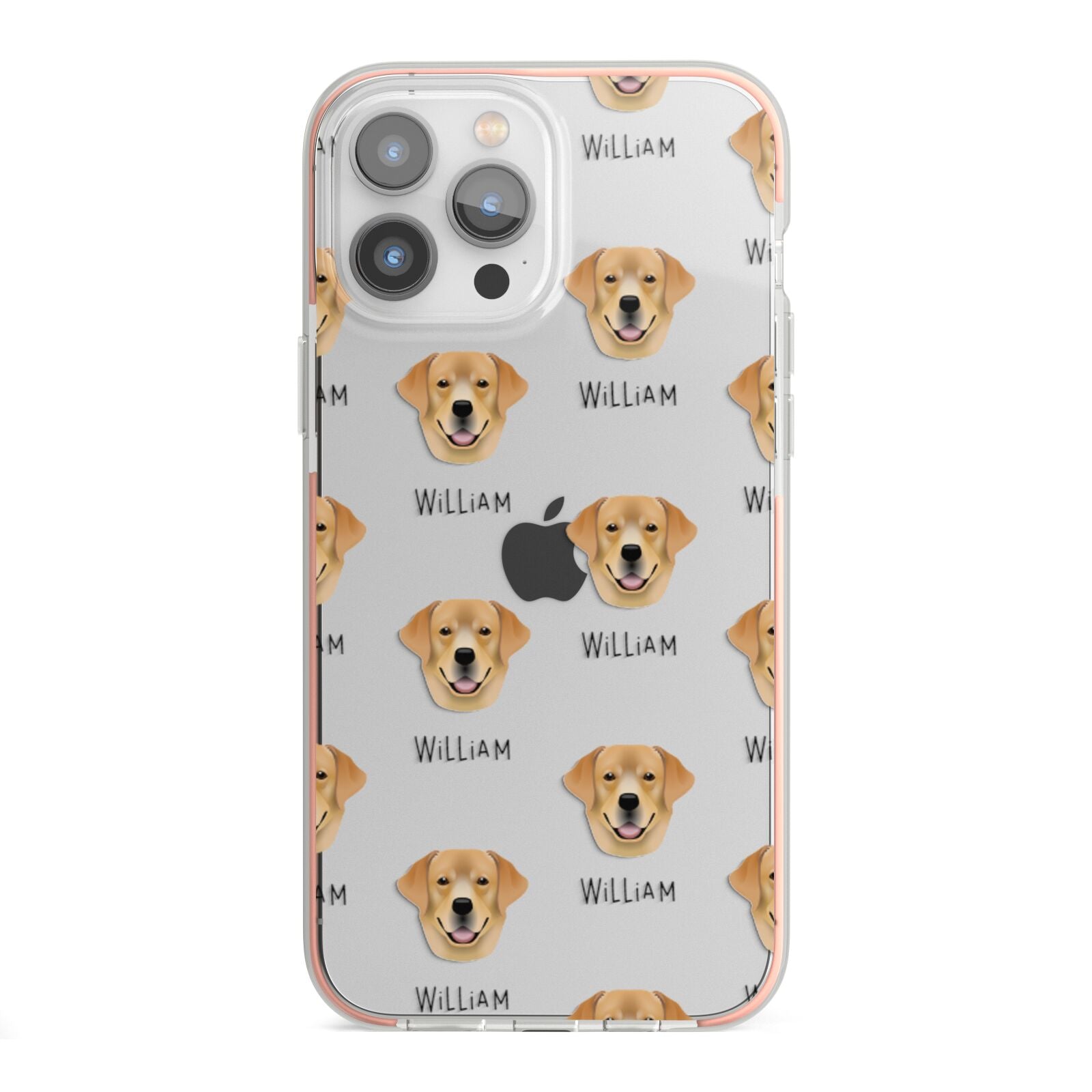 Golden Labrador Icon with Name iPhone 13 Pro Max TPU Impact Case with Pink Edges