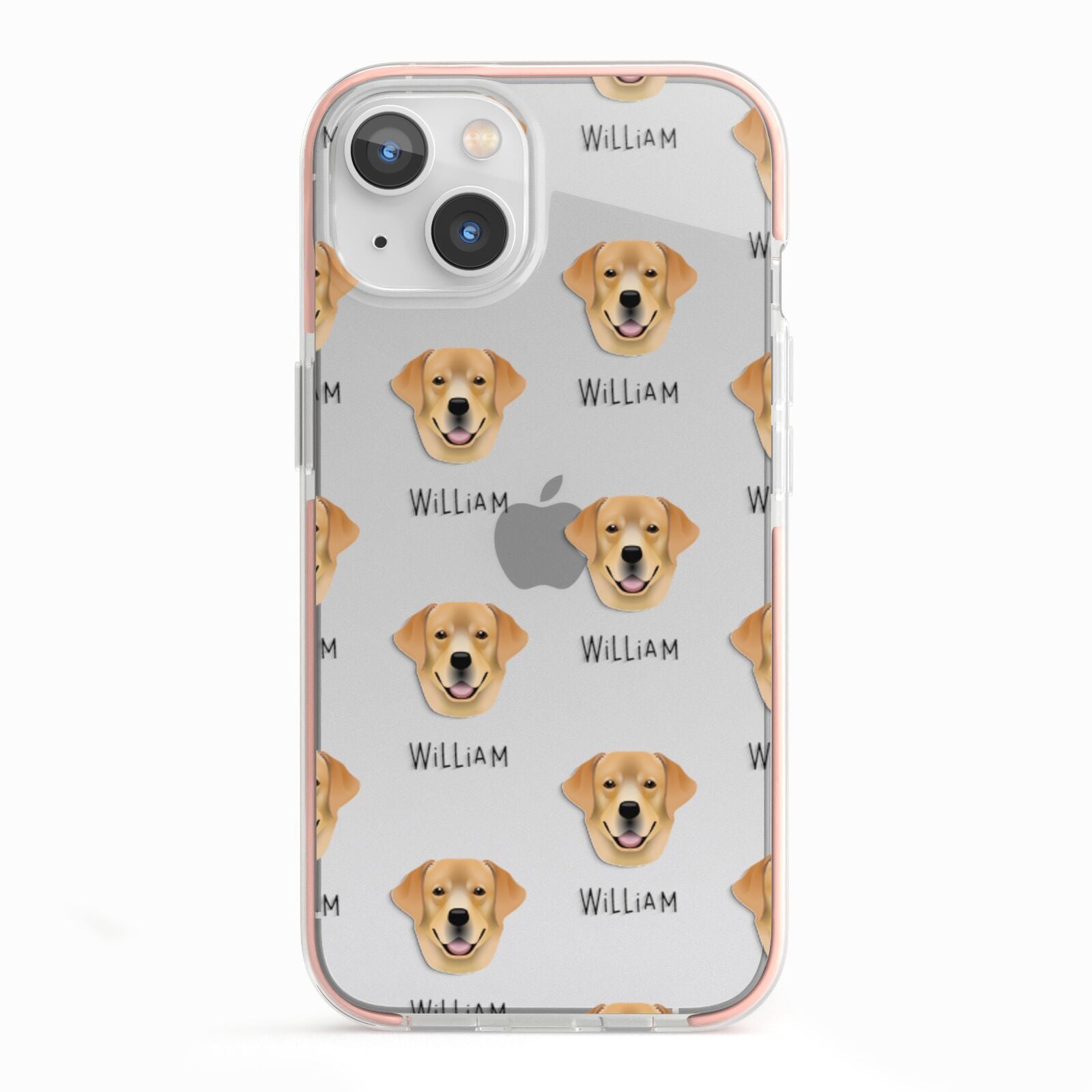 Golden Labrador Icon with Name iPhone 13 TPU Impact Case with Pink Edges