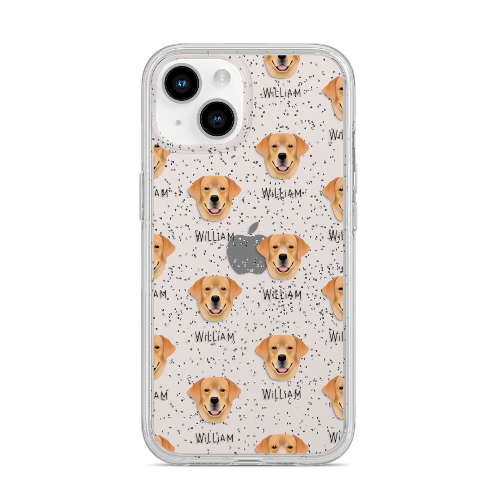 Golden Labrador Icon with Name iPhone 14 Glitter Tough Case Starlight