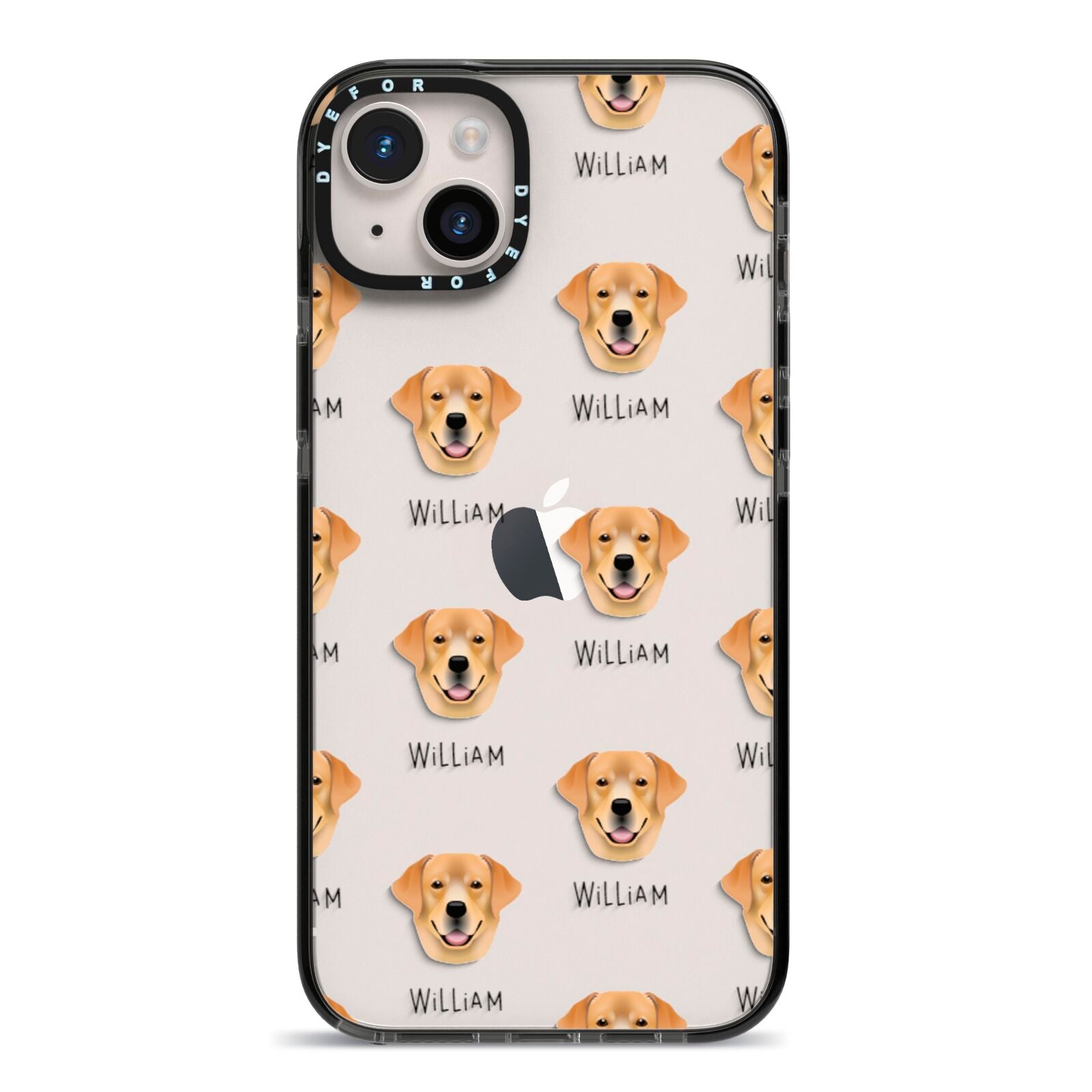 Golden Labrador Icon with Name iPhone 14 Plus Black Impact Case on Silver phone