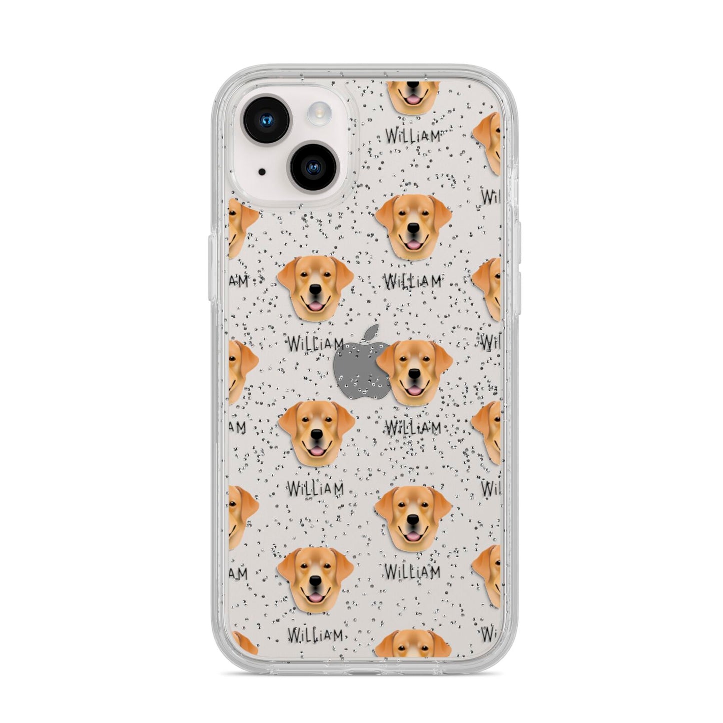 Golden Labrador Icon with Name iPhone 14 Plus Glitter Tough Case Starlight