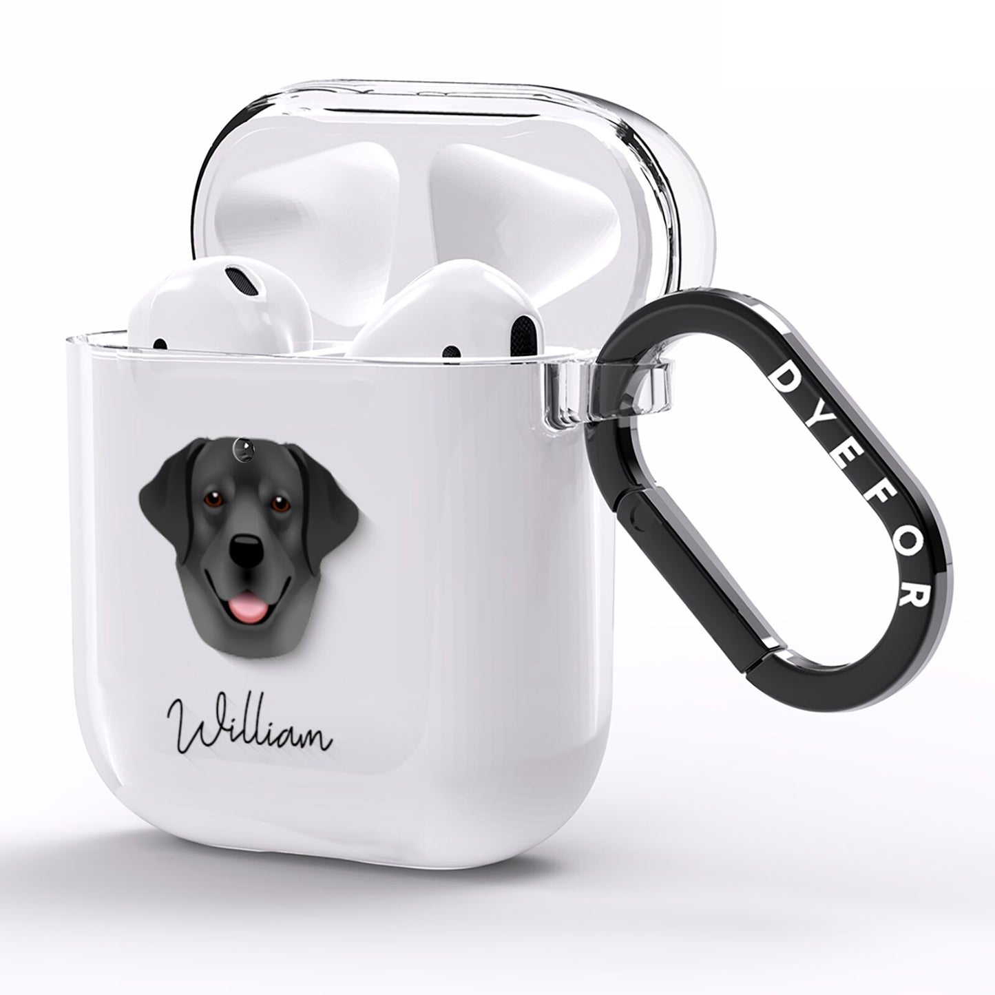 Golden Labrador Personalised AirPods Clear Case Side Image