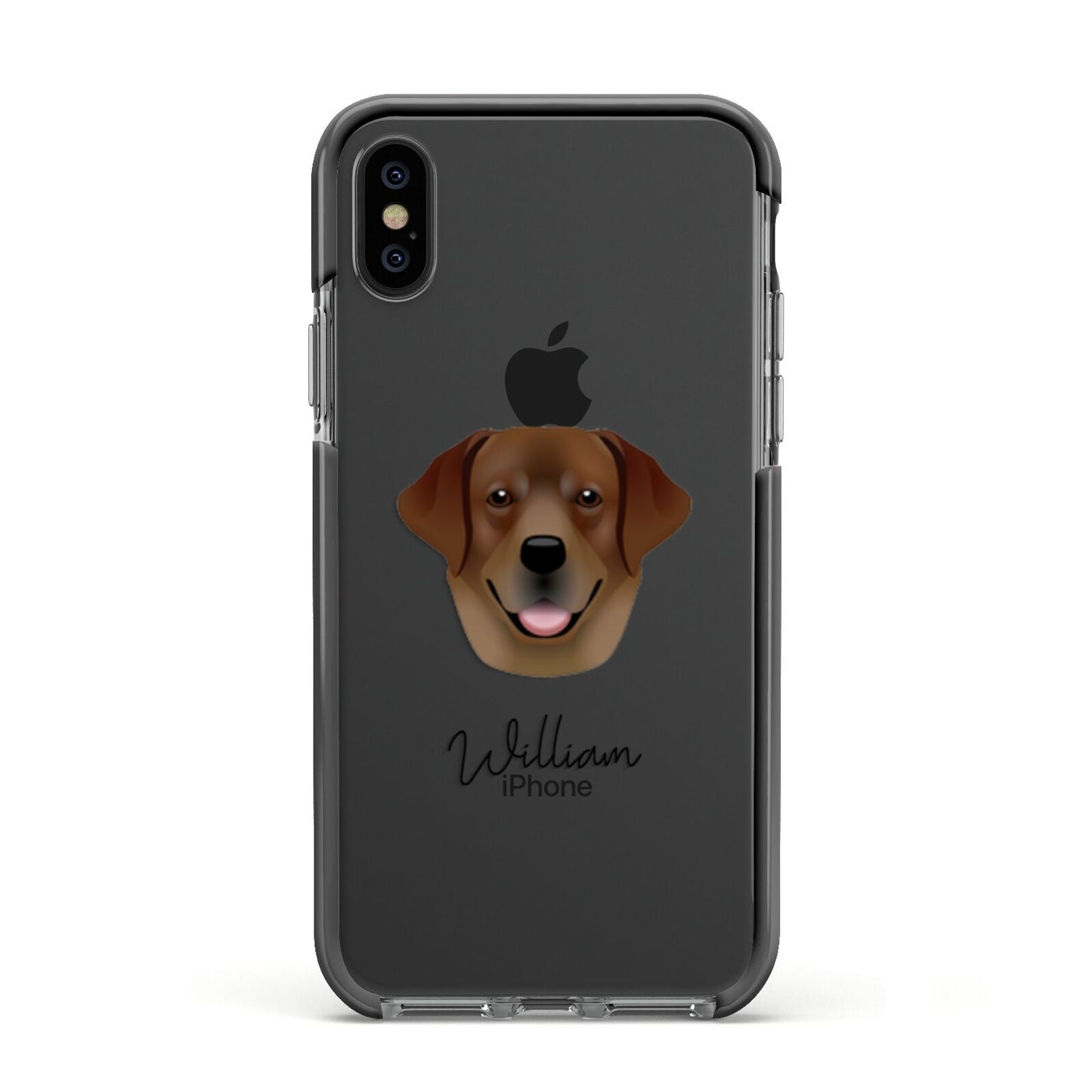 Golden Labrador Personalised Apple iPhone Xs Impact Case Black Edge on Black Phone