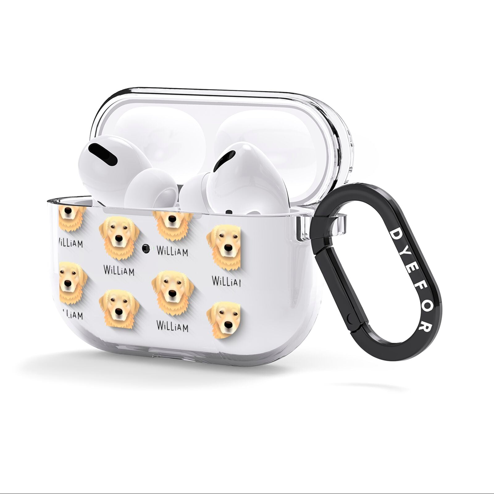 Golden Retriever Icon with Name AirPods Clear Case 3rd Gen Side Image