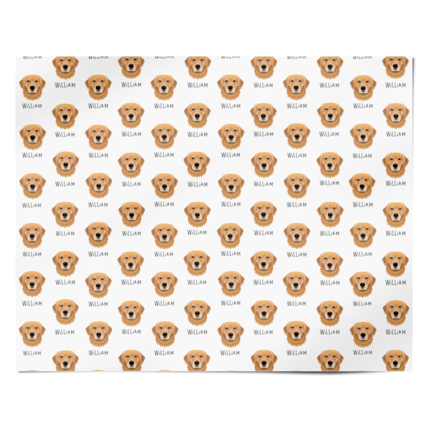 Golden Retriever Icon with Name Personalised Wrapping Paper Alternative