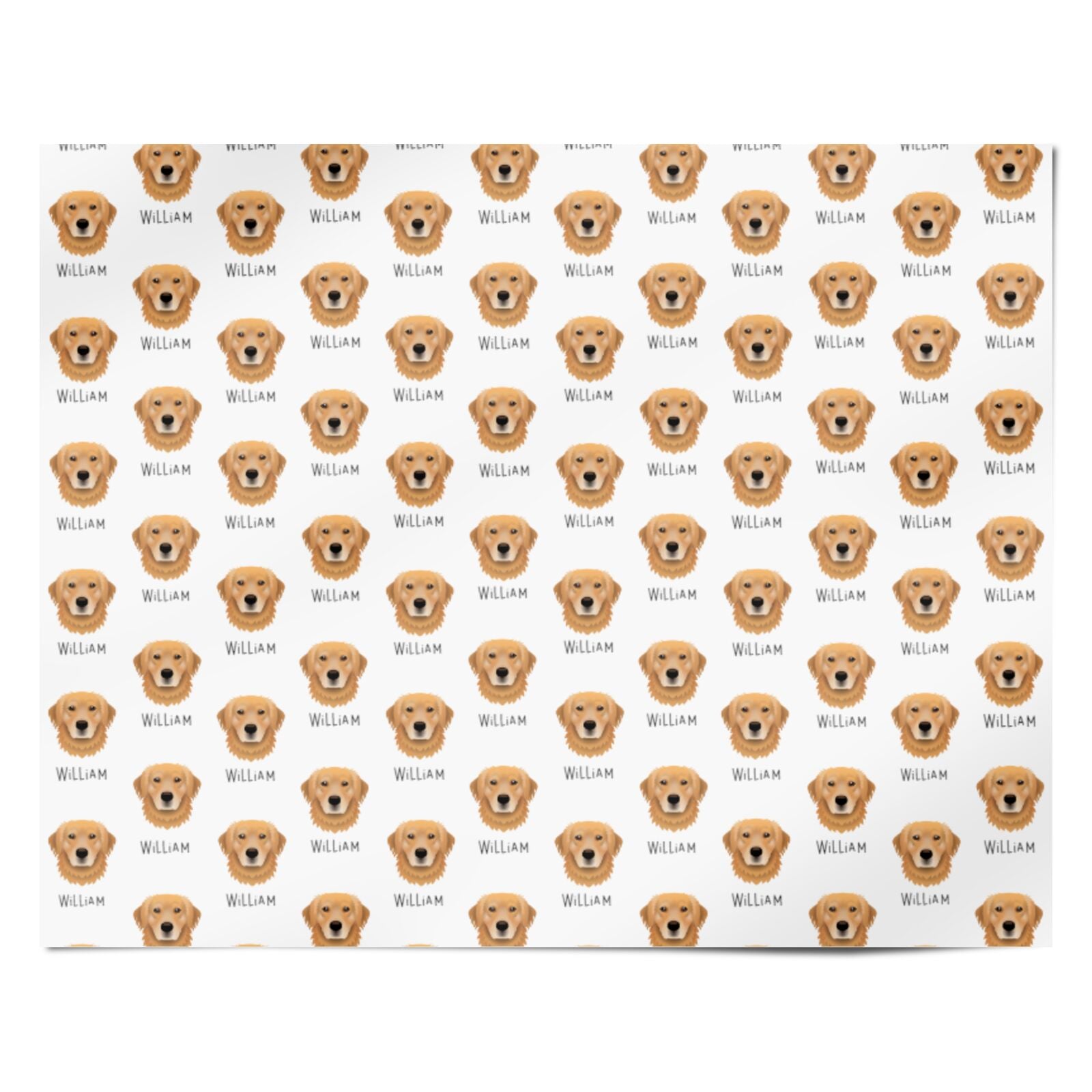 Golden Retriever Icon with Name Personalised Wrapping Paper Alternative
