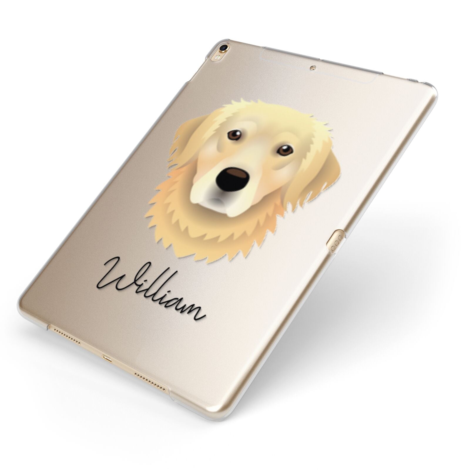 Golden Retriever Personalised Apple iPad Case on Gold iPad Side View