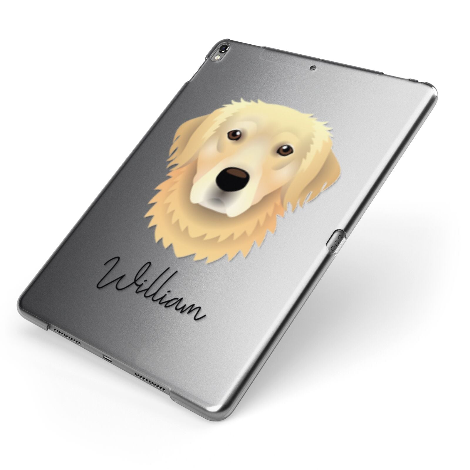 Golden Retriever Personalised Apple iPad Case on Grey iPad Side View