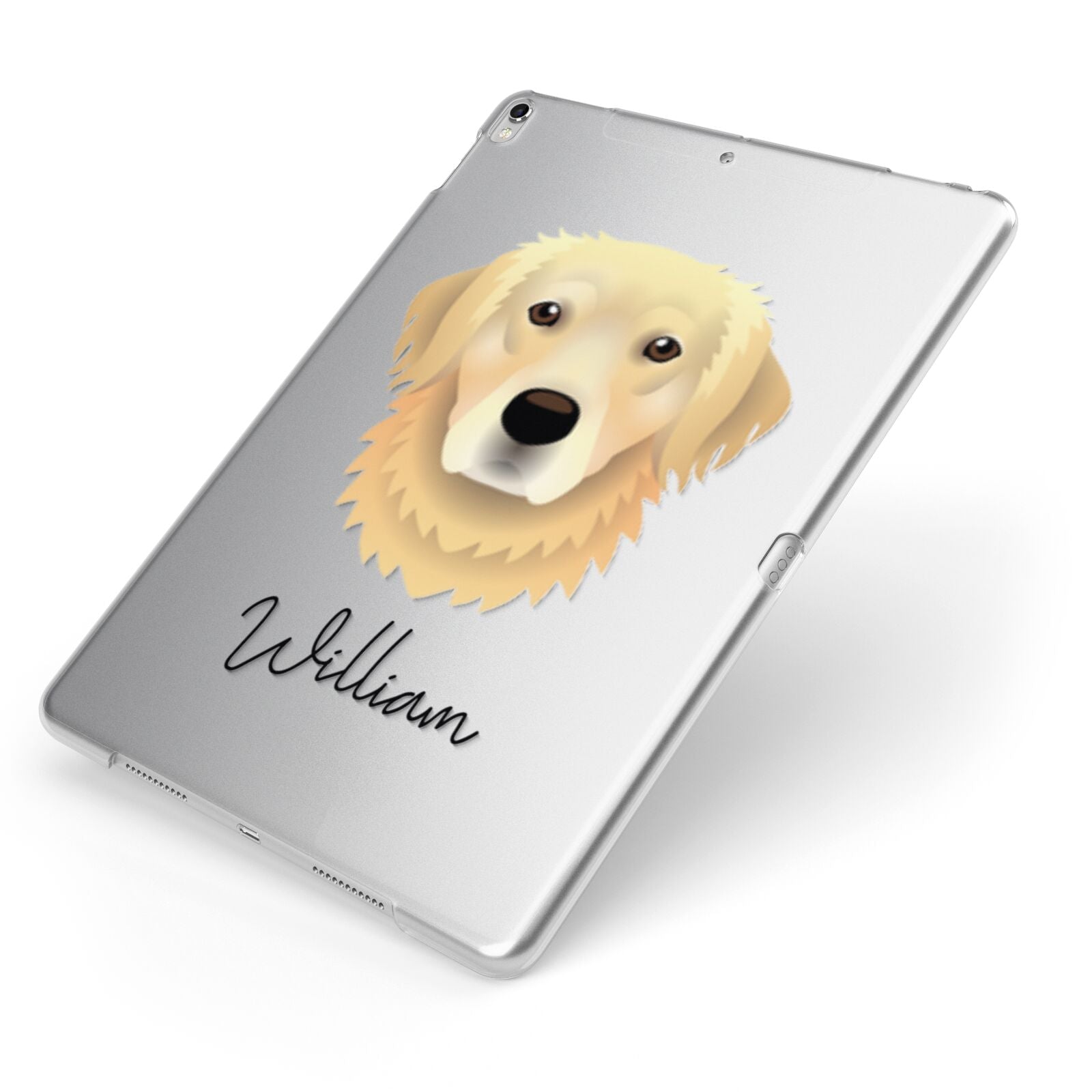 Golden Retriever Personalised Apple iPad Case on Silver iPad Side View