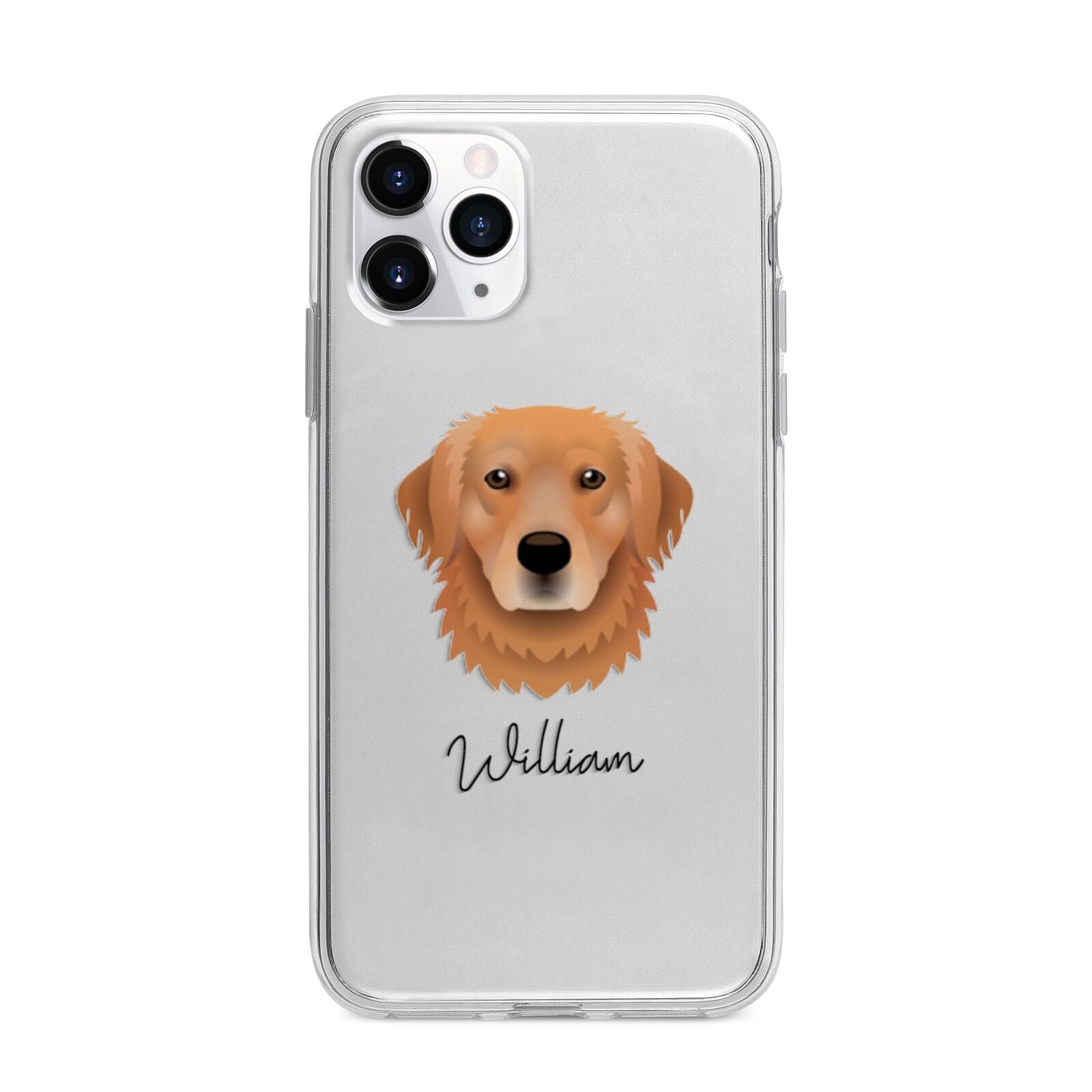 Golden Retriever Personalised Apple iPhone 11 Pro Max in Silver with Bumper Case
