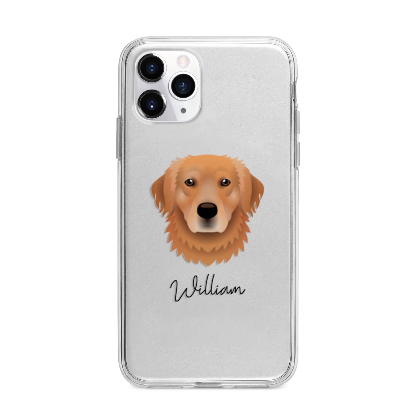 Golden Retriever Personalised Apple iPhone 11 Pro in Silver with Bumper Case