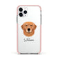 Golden Retriever Personalised Apple iPhone 11 Pro in Silver with Pink Impact Case
