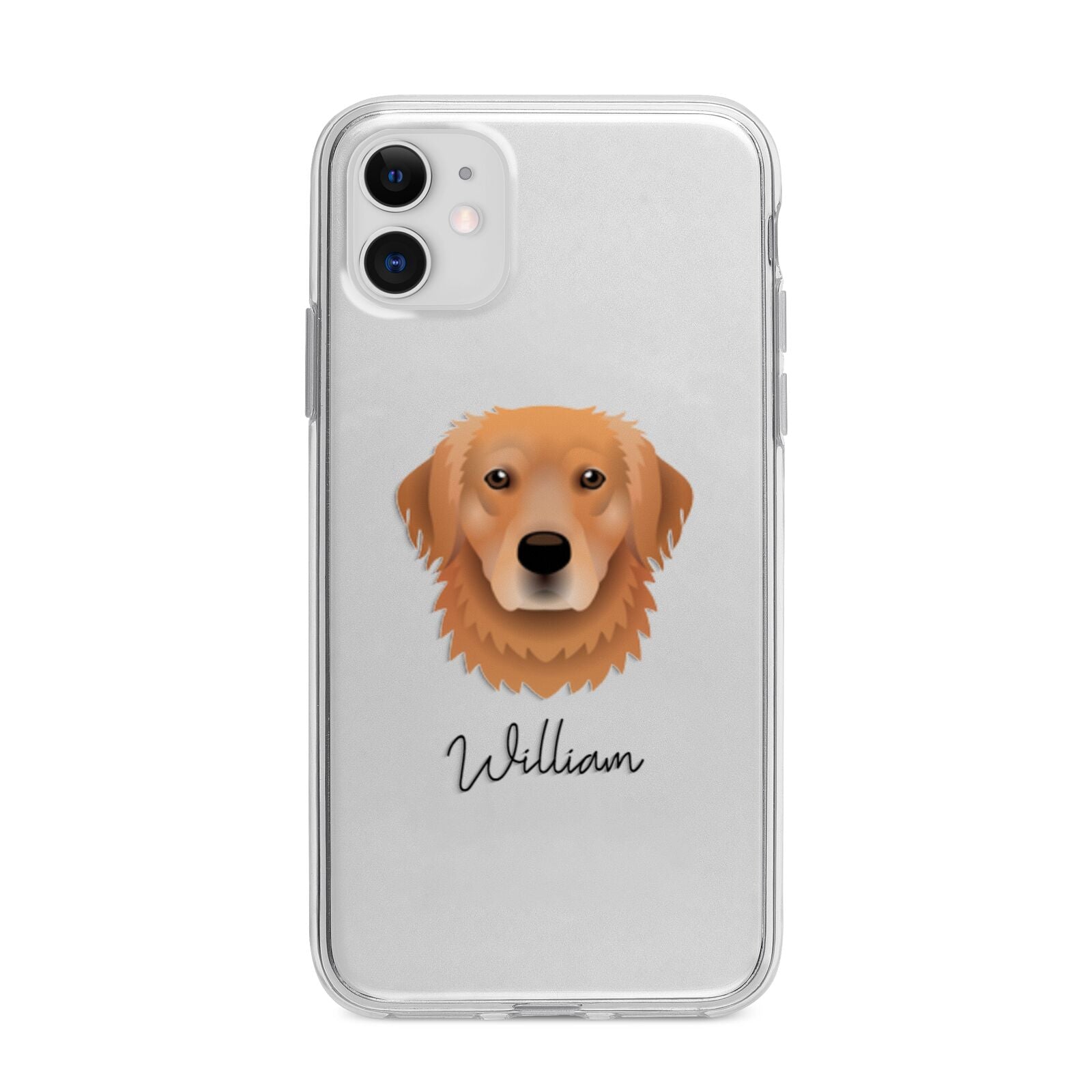 Golden Retriever Personalised Apple iPhone 11 in White with Bumper Case