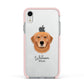 Golden Retriever Personalised Apple iPhone XR Impact Case Pink Edge on Silver Phone