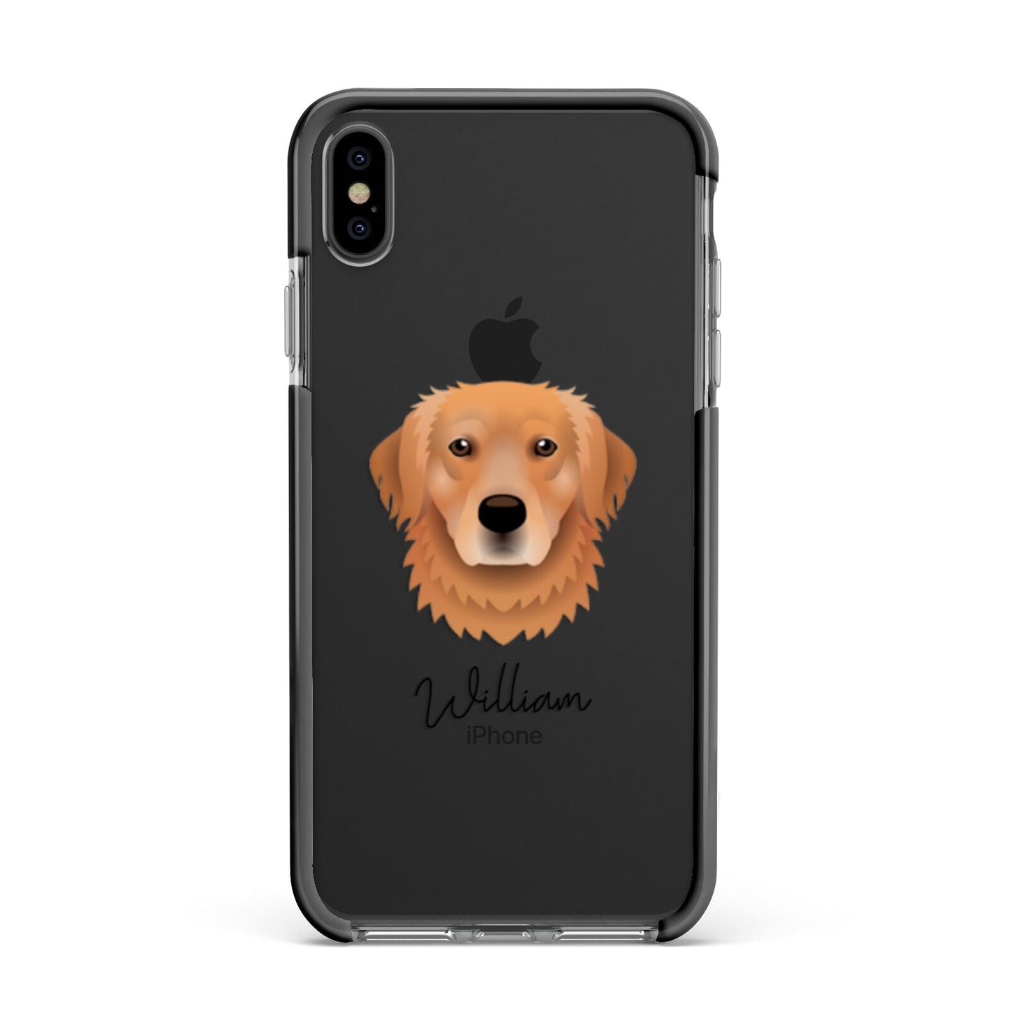 Golden Retriever Personalised Apple iPhone Xs Max Impact Case Black Edge on Black Phone