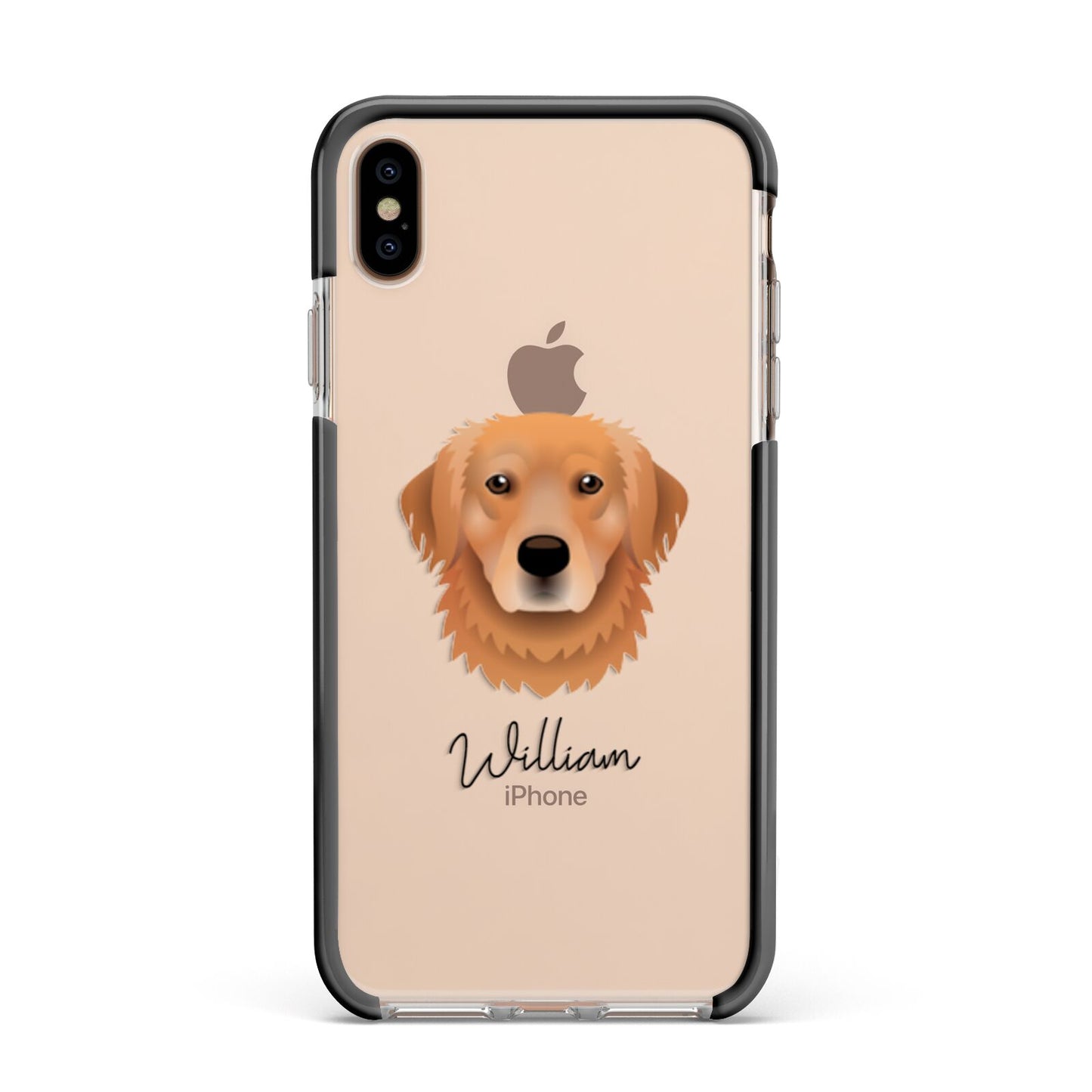 Golden Retriever Personalised Apple iPhone Xs Max Impact Case Black Edge on Gold Phone