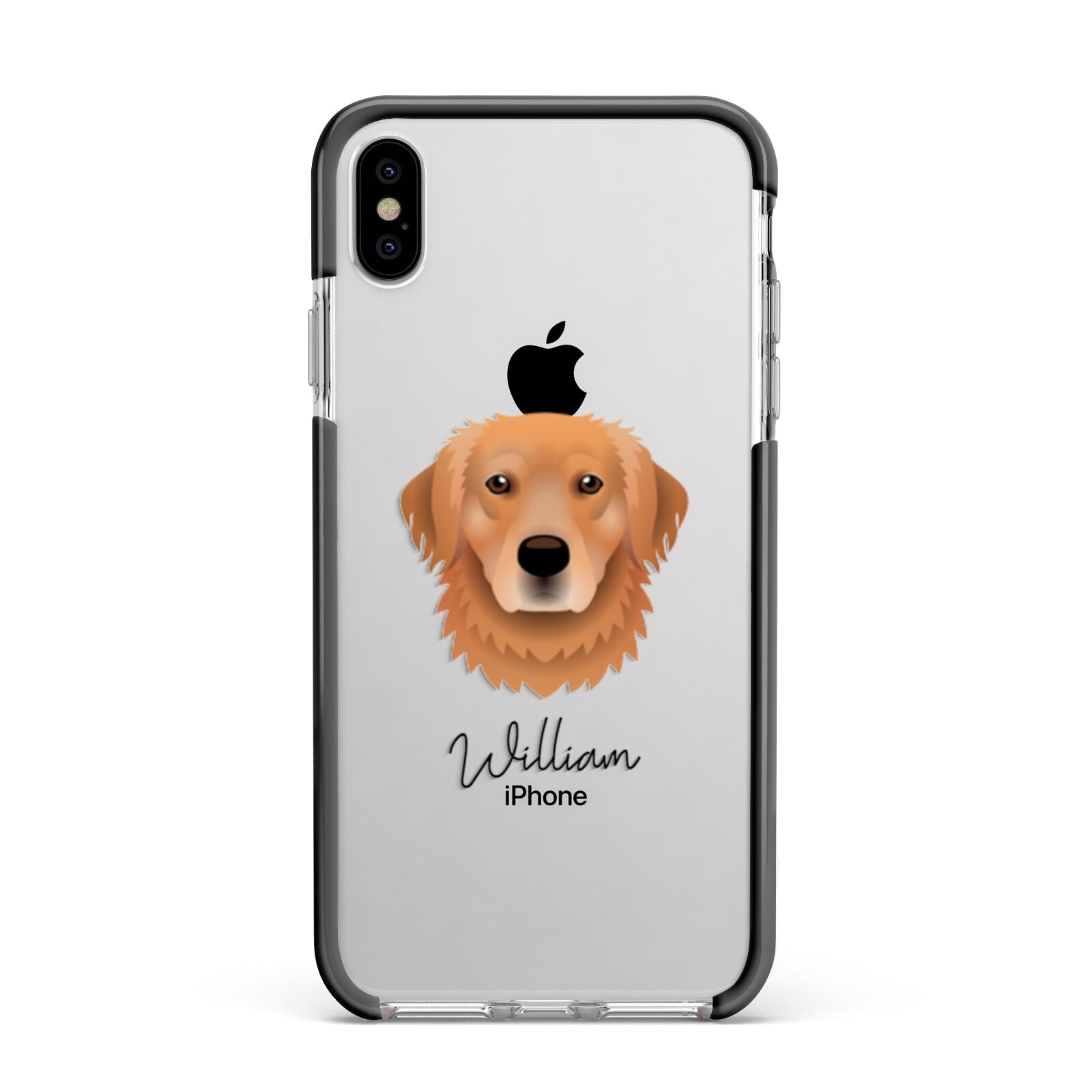 Golden Retriever Personalised Apple iPhone Xs Max Impact Case Black Edge on Silver Phone