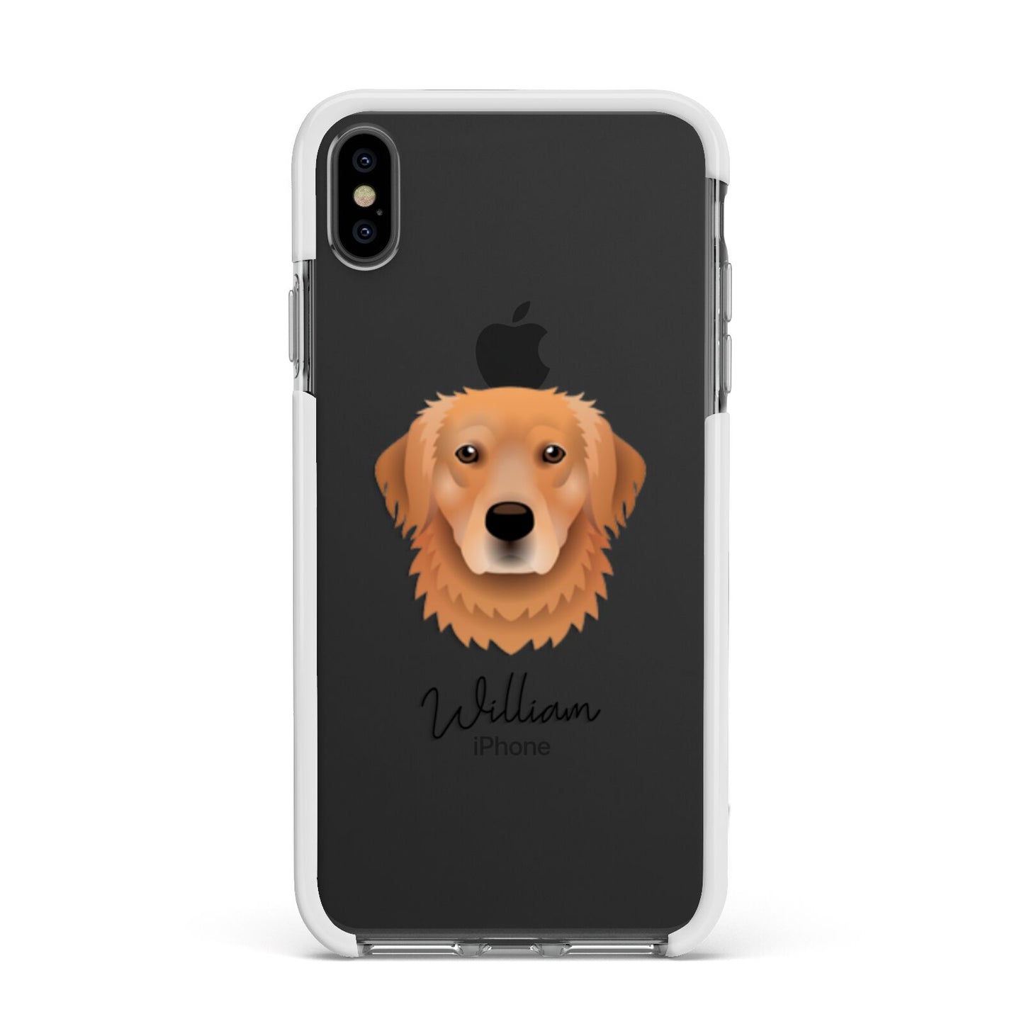 Golden Retriever Personalised Apple iPhone Xs Max Impact Case White Edge on Black Phone