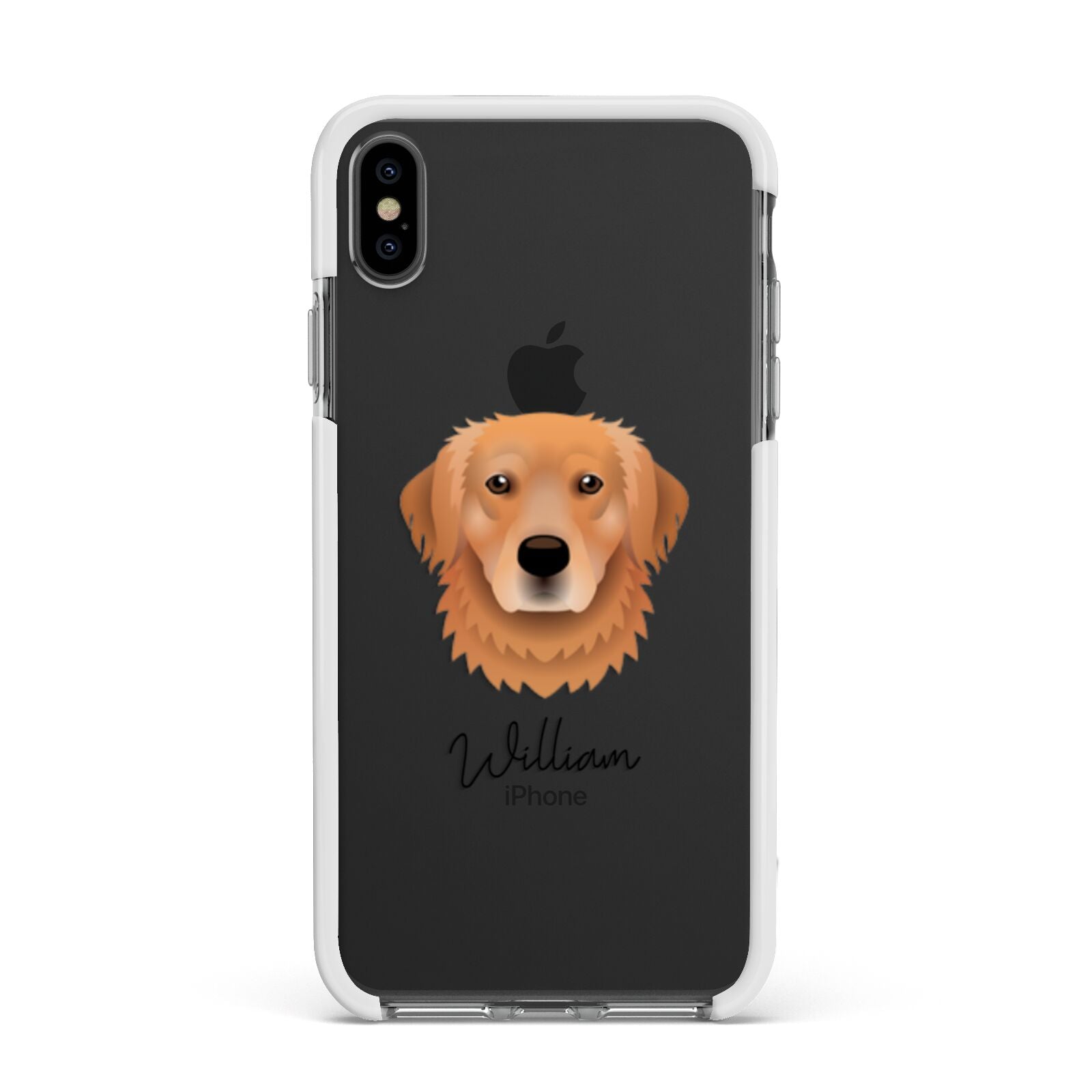 Golden Retriever Personalised Apple iPhone Xs Max Impact Case White Edge on Black Phone