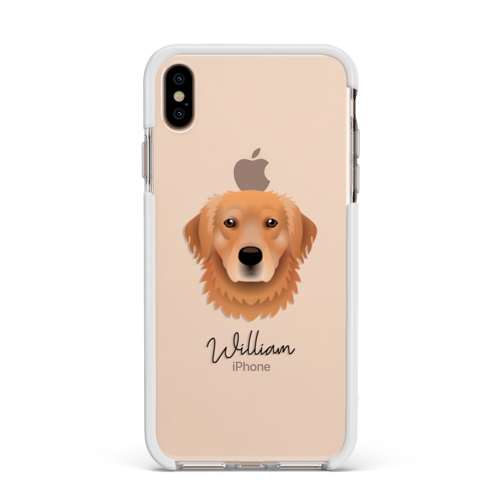 Golden Retriever Personalised Apple iPhone Xs Max Impact Case White Edge on Gold Phone