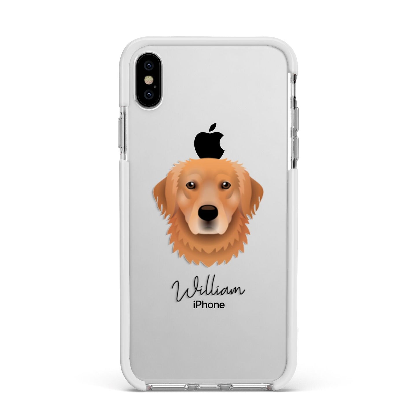 Golden Retriever Personalised Apple iPhone Xs Max Impact Case White Edge on Silver Phone
